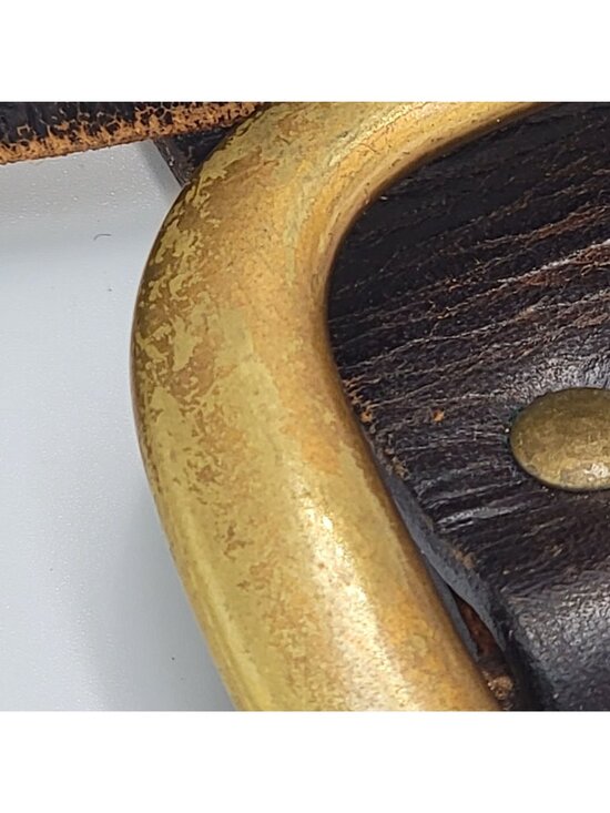 Vtg Y2k J.Crew Tooled Leather Belt With Brass Buckle Dark Brown  Unisex Size 38 main image 16